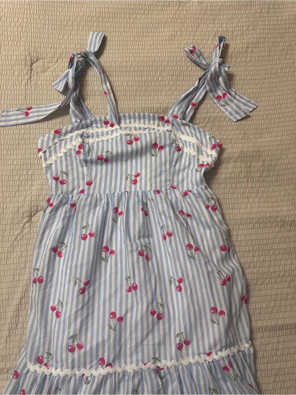 Mommy + Me Rachel Zoe Blue & White Striped Maxi Dress with Cherry Print